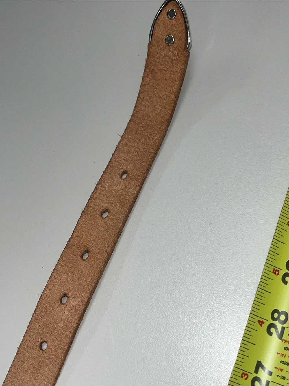 Source Unknown Tooled Leather Belt - Tan with Silver Tone Hardware